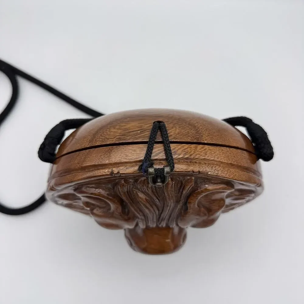 Timmy Woods Lion Crossbody Bag Carved Wood Beverly Hills Limited Edition Art